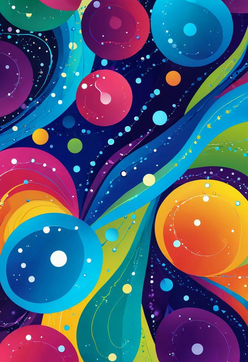 A colorful and whimsical illustration depicting an abstract playful scene of water droplets joyfully dancing, intertwining with different textures symbolizing sensation play. Incorporate soft, swirling patterns and shimmering light effects to evoke excitement and curiosity. Include subtle hints of variety in kinks through playful symbols scattered around. Use a vibrant color palette to create a lively atmosphere. digital art. vibrant colors. whimsical style.